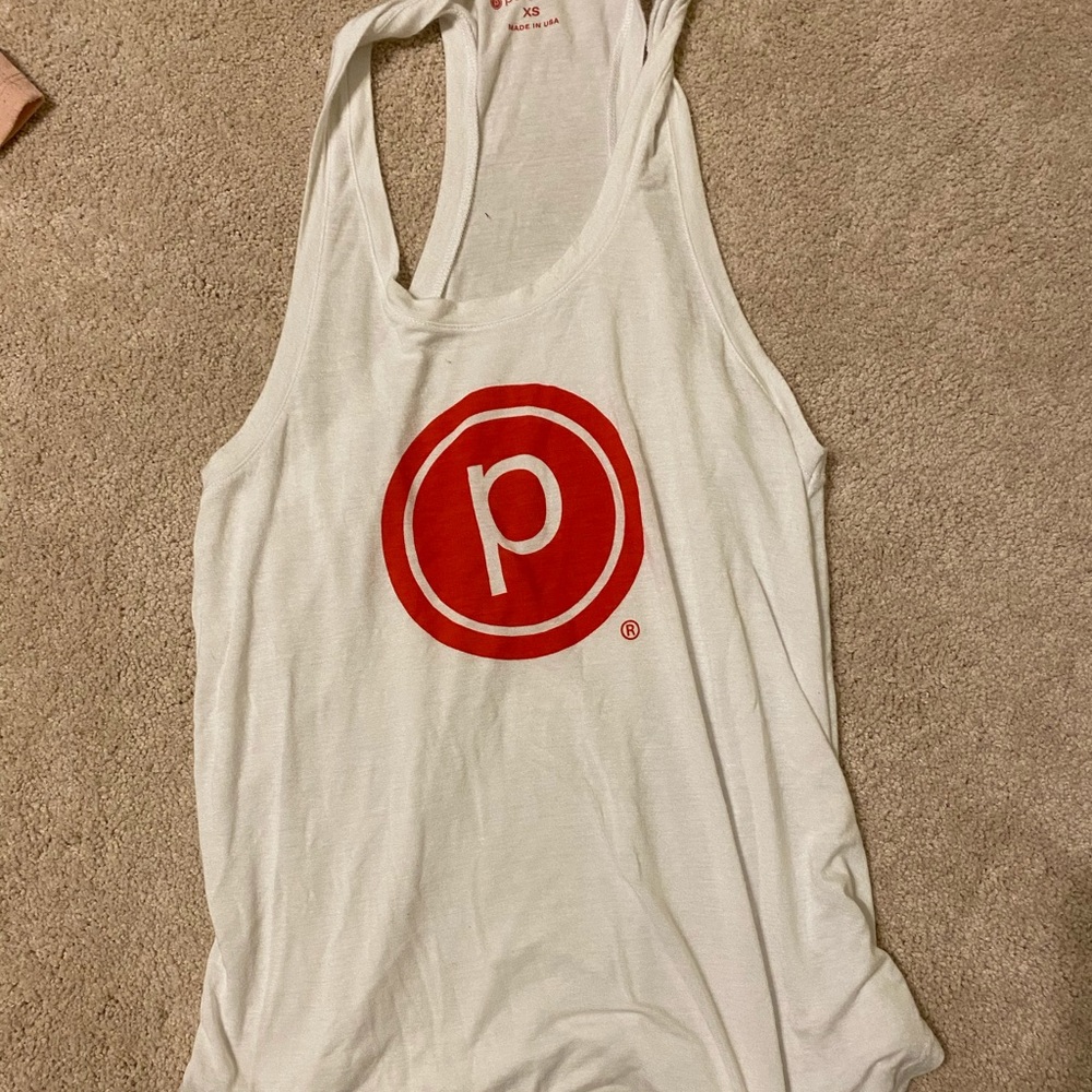 Pure Barre oversized xs red and white tank top